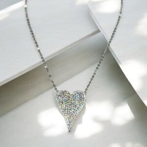 18K White Gold Aurora Borealis Heart Necklace